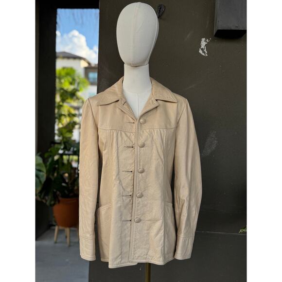 Vintage Leathers by New England USA Beige Deerskin Leather Jacket 8 Mid Western - Picture 1 of 8